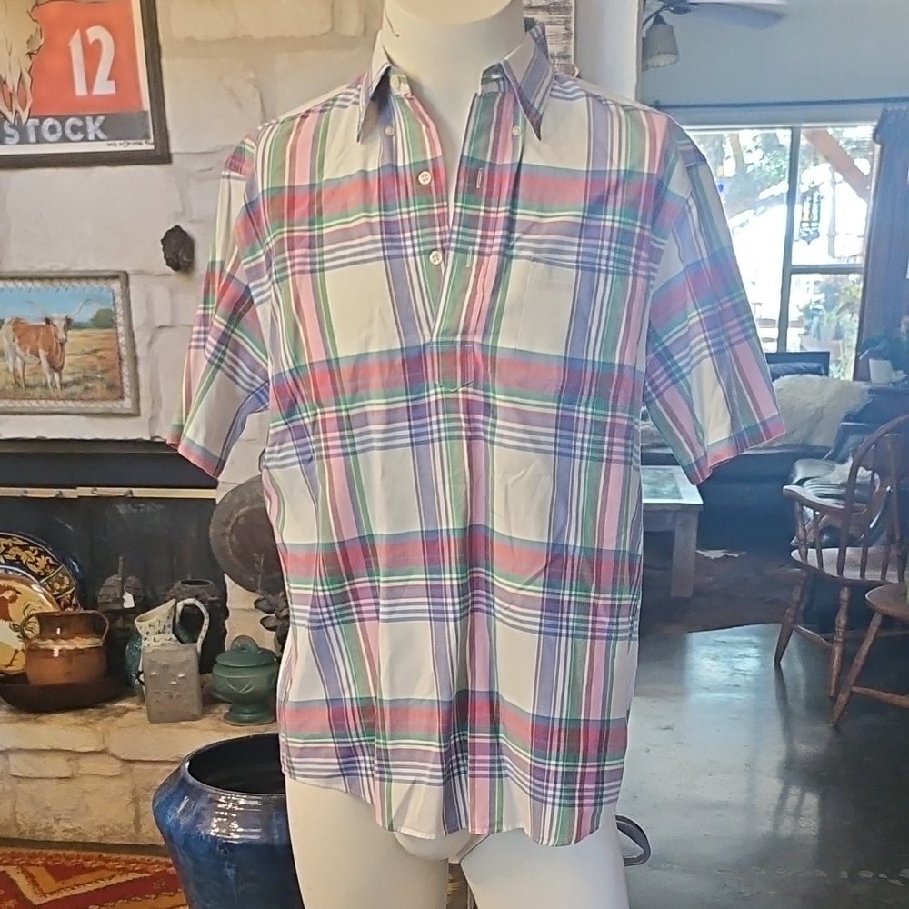 Polo Ralph Lauren Men's Plaid Pullover Shirt Medium Short Sleeve Button Down